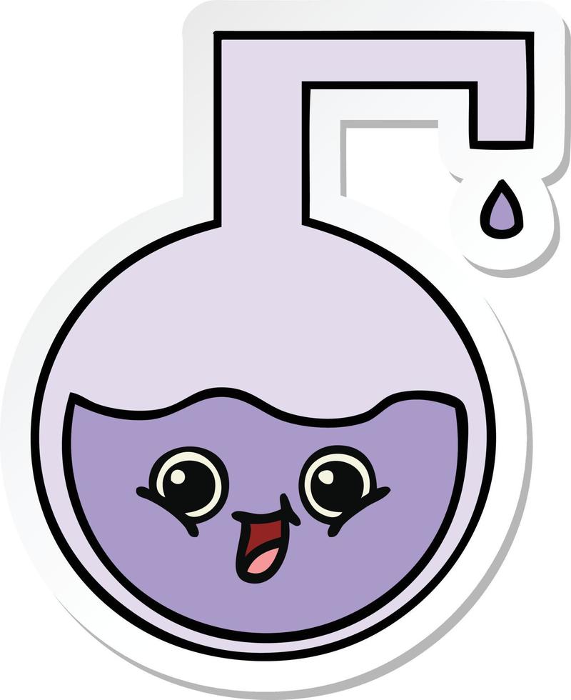 sticker of a cute cartoon science experiment vector