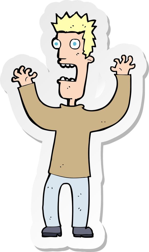 sticker of a cartoon terrified man vector