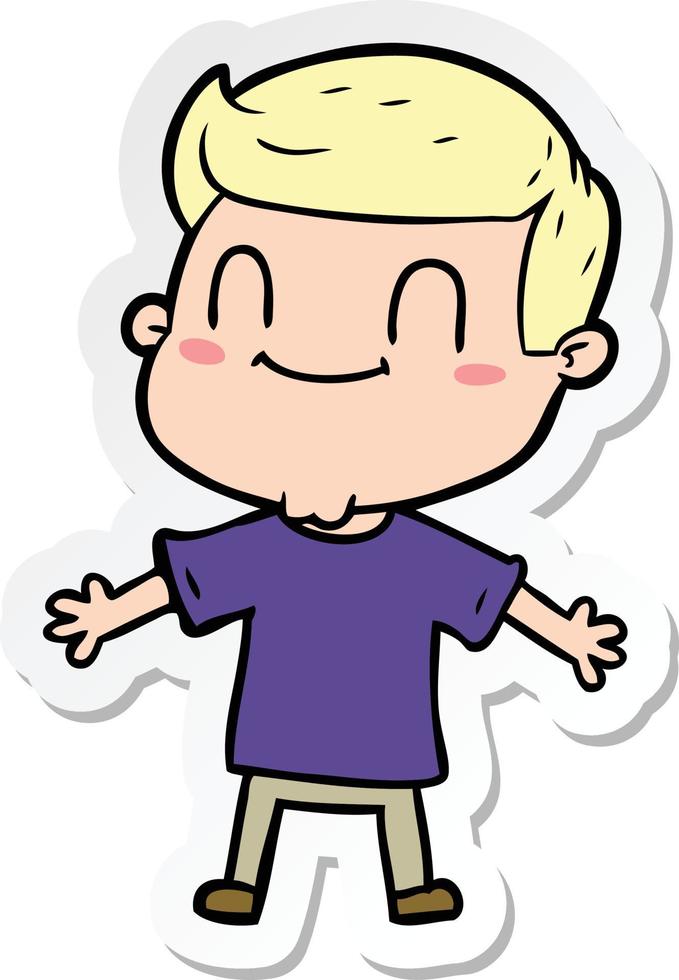 sticker of a cartoon friendly man vector