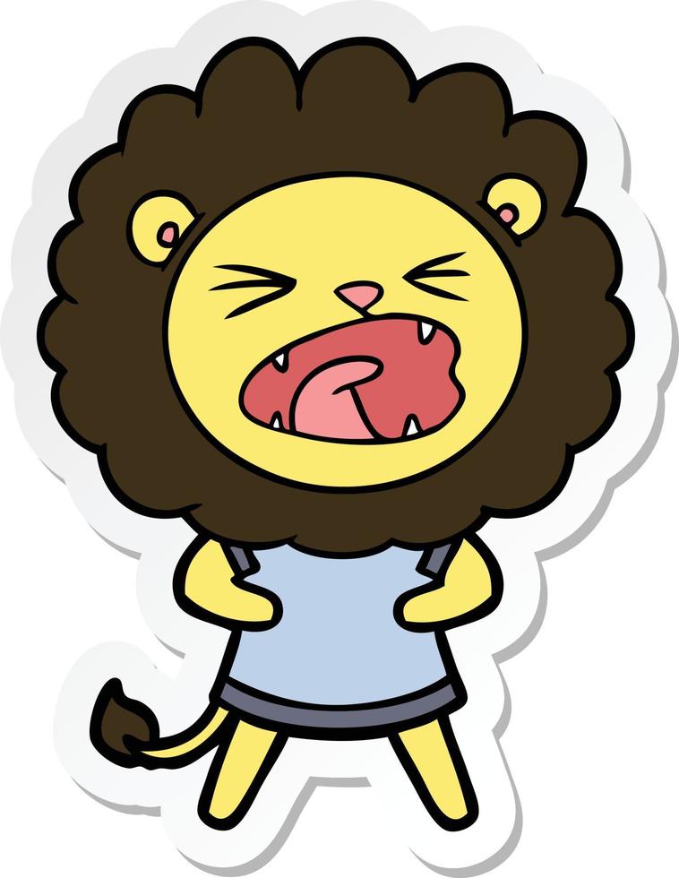 sticker of a cartoon lion vector