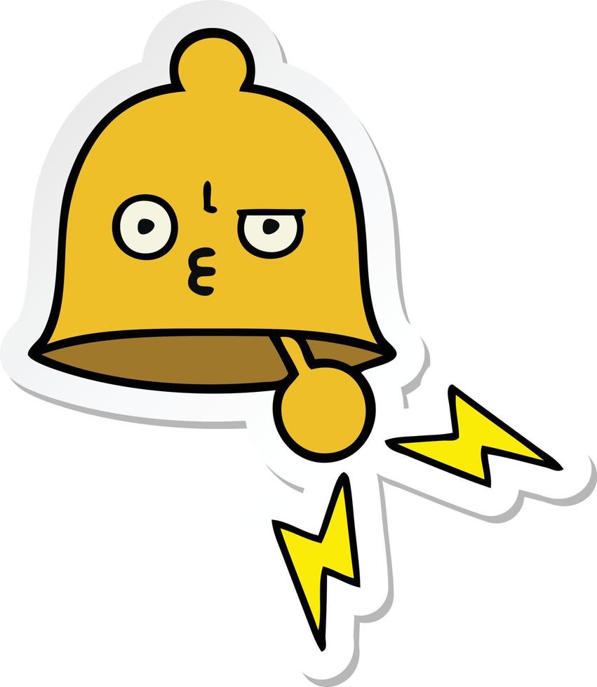 sticker of a cute cartoon ringing bell vector