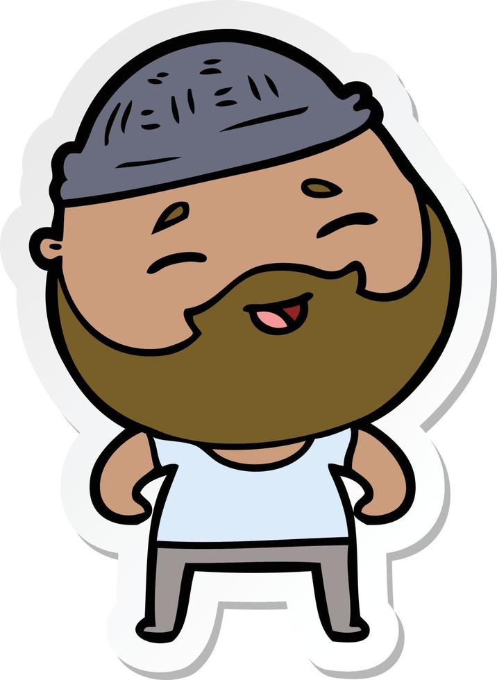 sticker of a cartoon happy bearded man vector