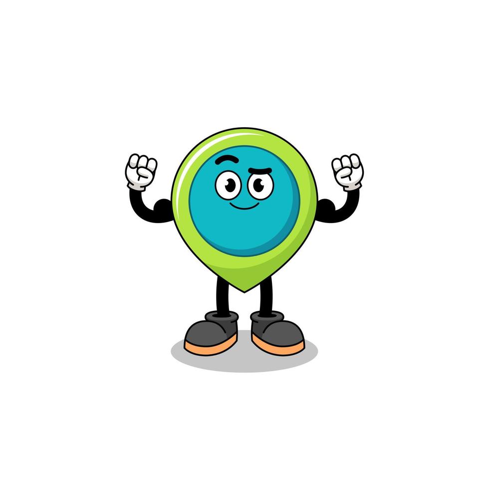 Mascot cartoon of location symbol posing with muscle vector