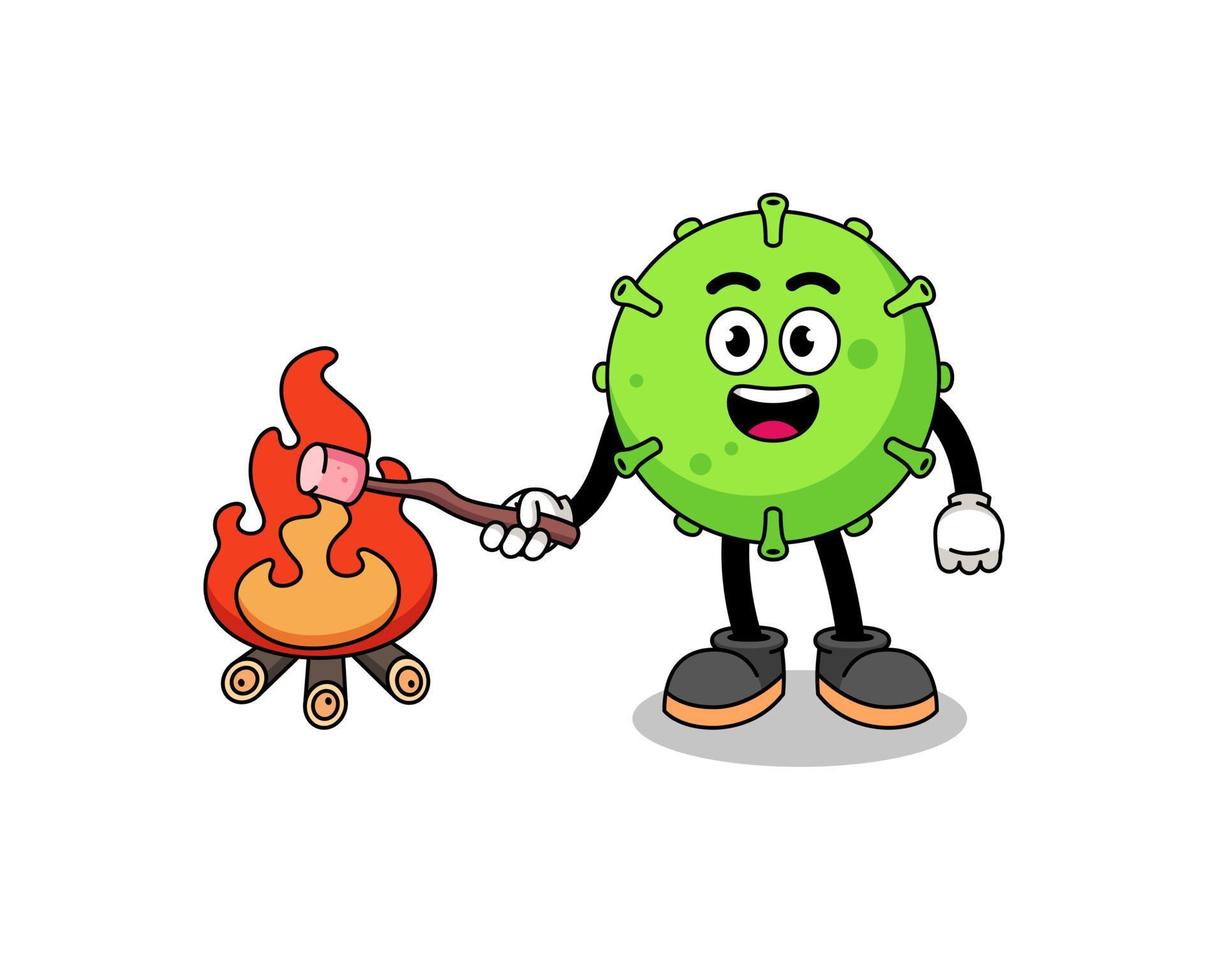 Illustration of virus burning a marshmallow vector