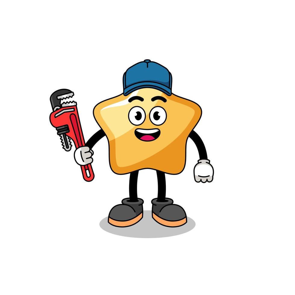 star illustration cartoon as a plumber vector