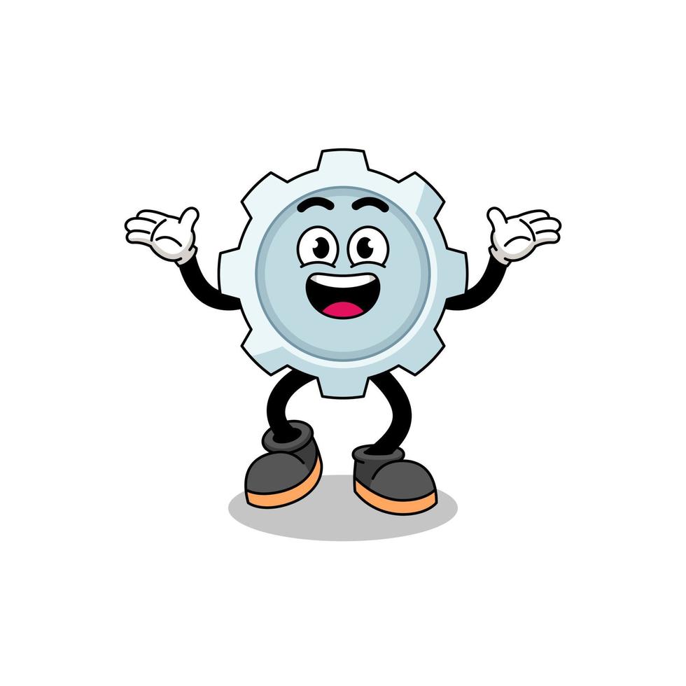 gear cartoon searching with happy gesture vector