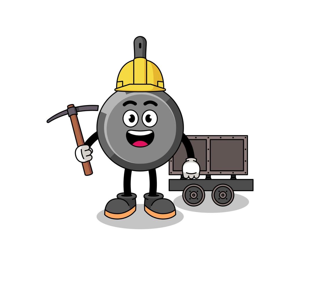 mascota, ilustración, de, sartén, minero vector
