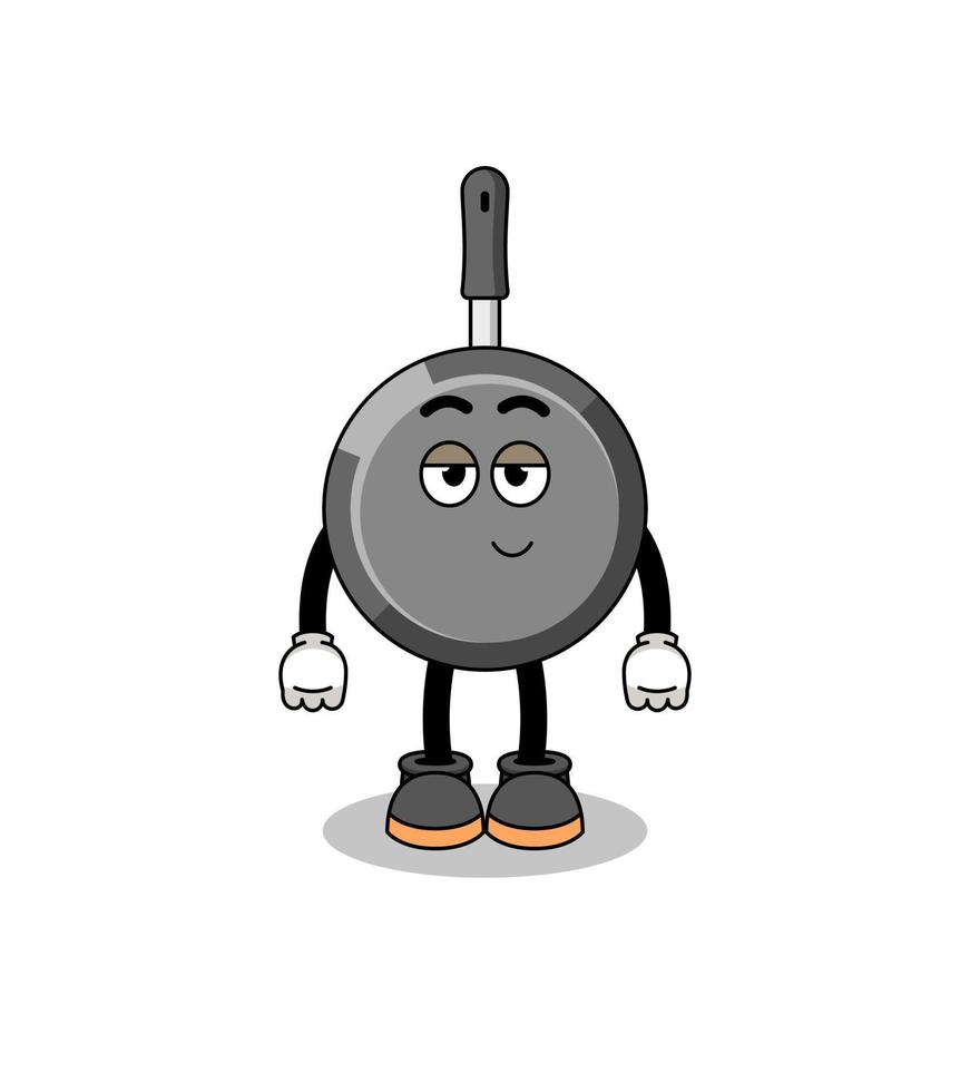 frying pan cartoon couple with shy pose vector