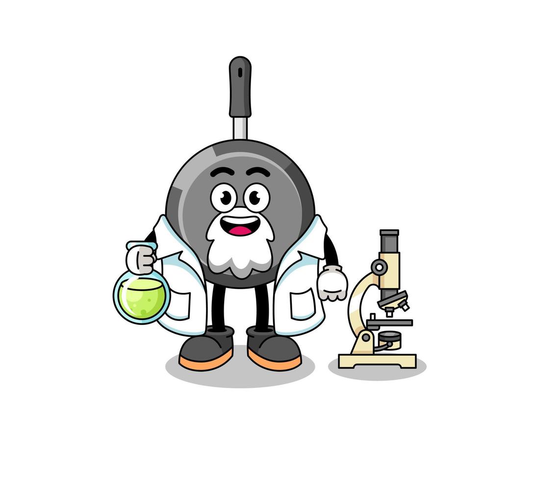 Mascot of frying pan as a scientist vector