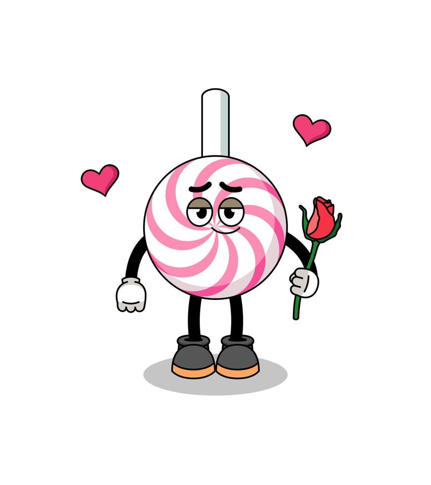 lollipop spiral mascot falling in love vector
