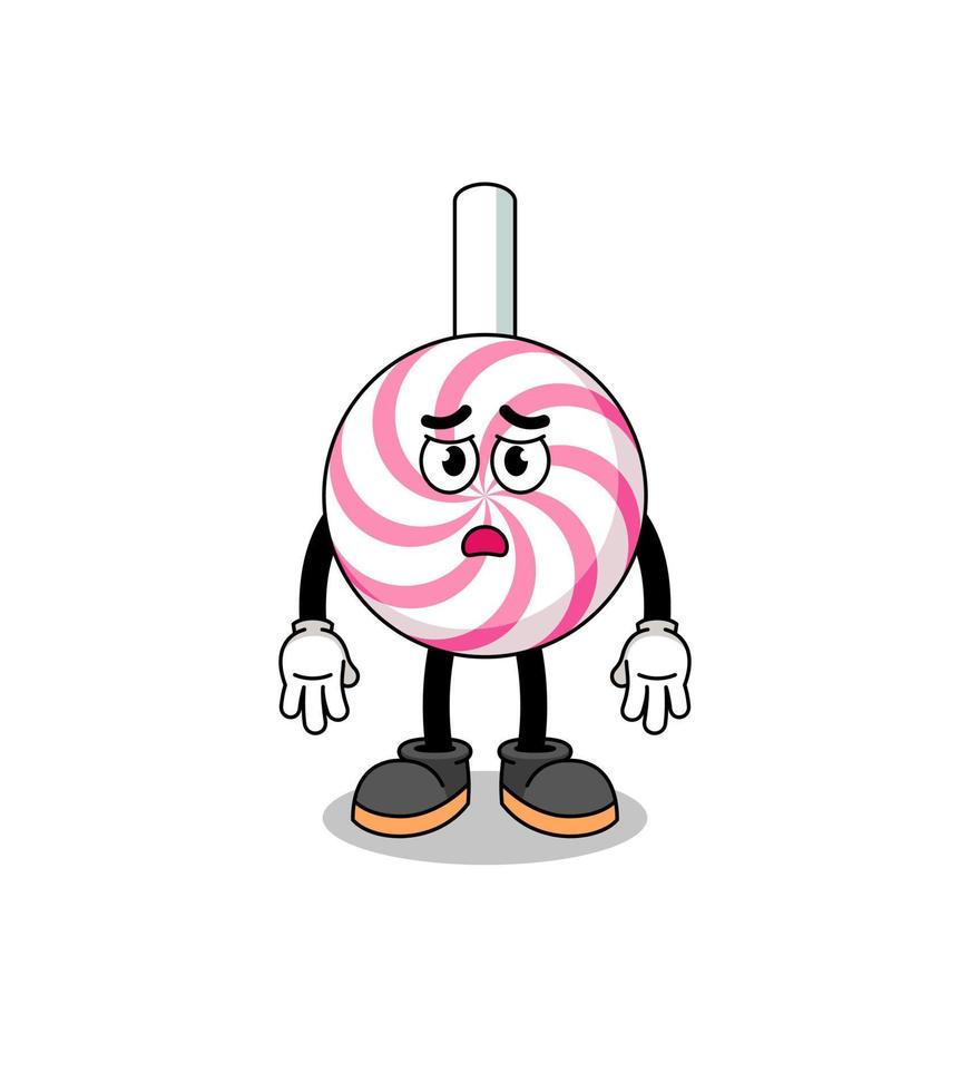 lollipop spiral cartoon illustration with sad face vector