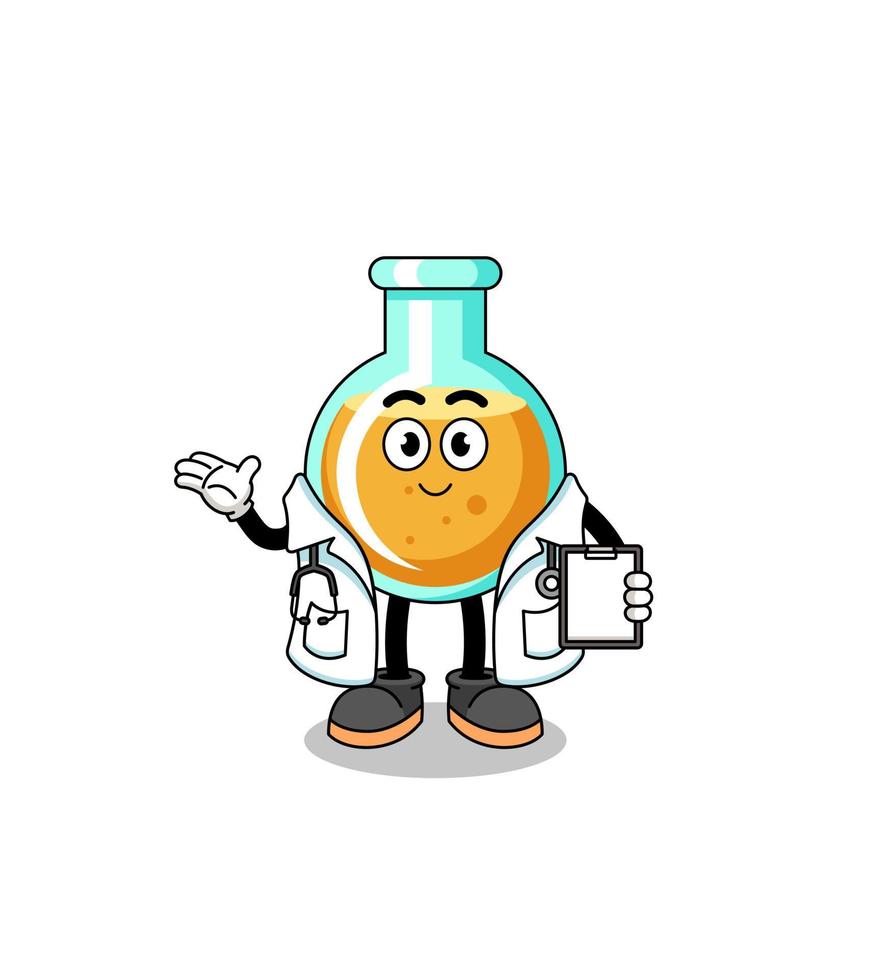 Cartoon mascot of lab beakers doctor vector