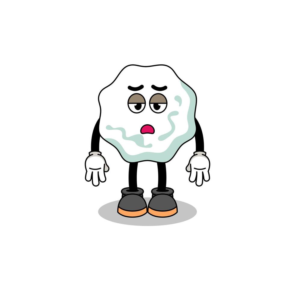 chewing gum cartoon with fatigue gesture vector