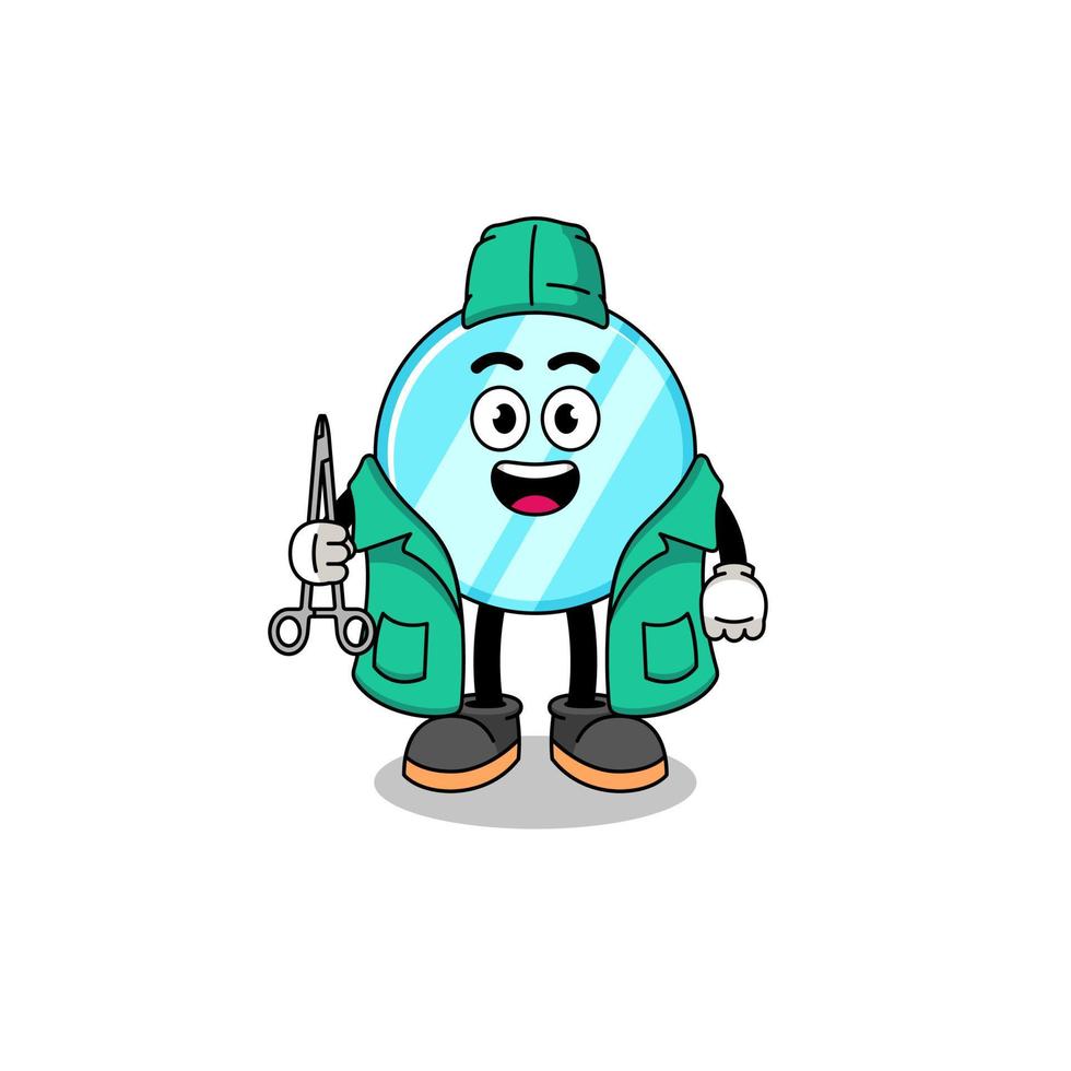 Illustration of mirror mascot as a surgeon vector