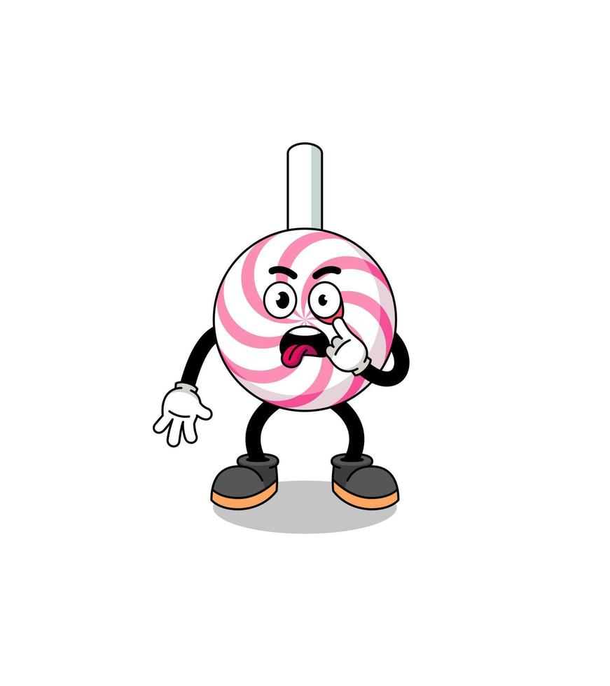 Character Illustration of lollipop spiral with tongue sticking out vector