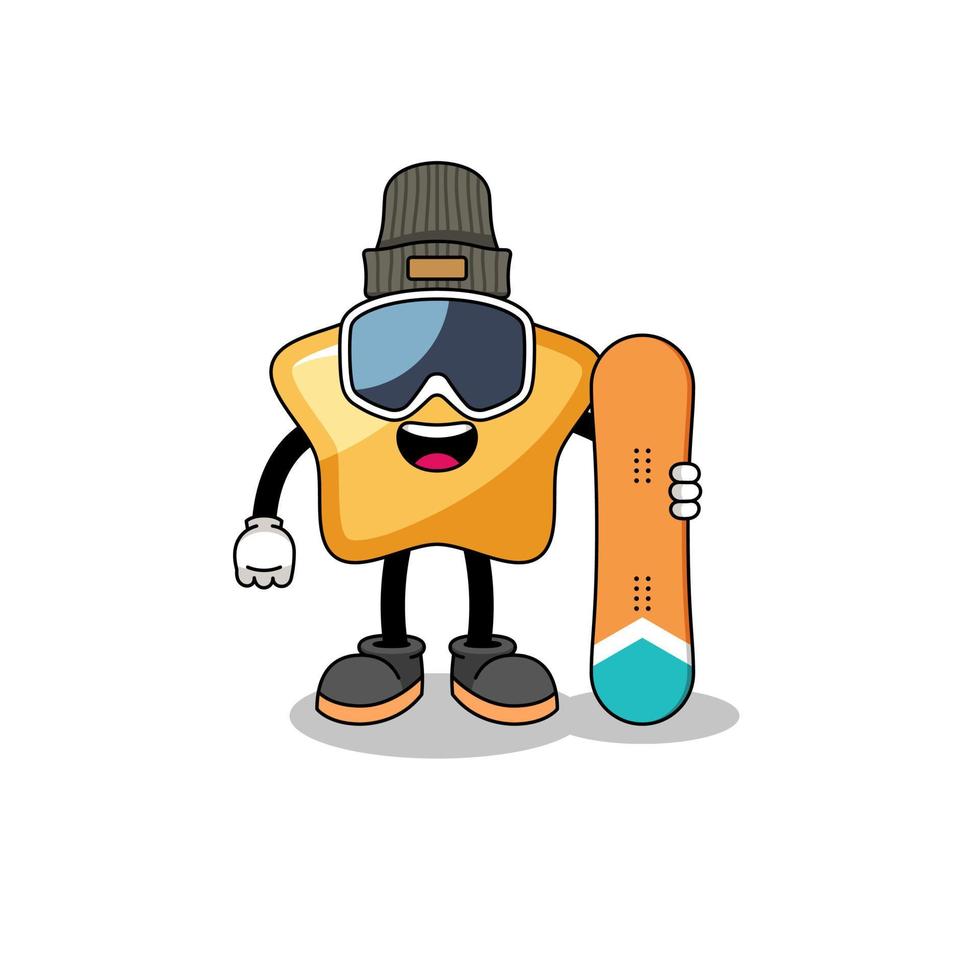 caricatura de mascota del jugador estrella de snowboard vector