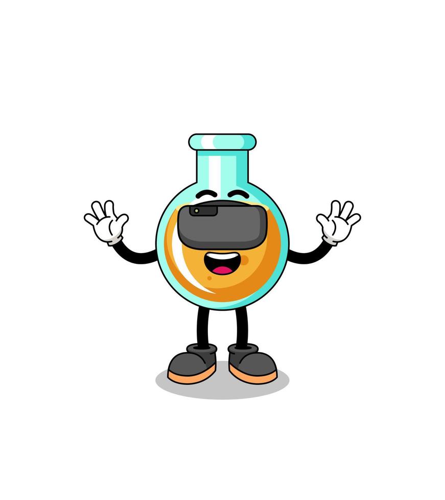 Illustration of lab beakers with a vr headset vector