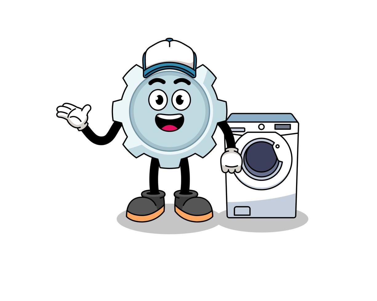 gear illustration as a laundry man vector