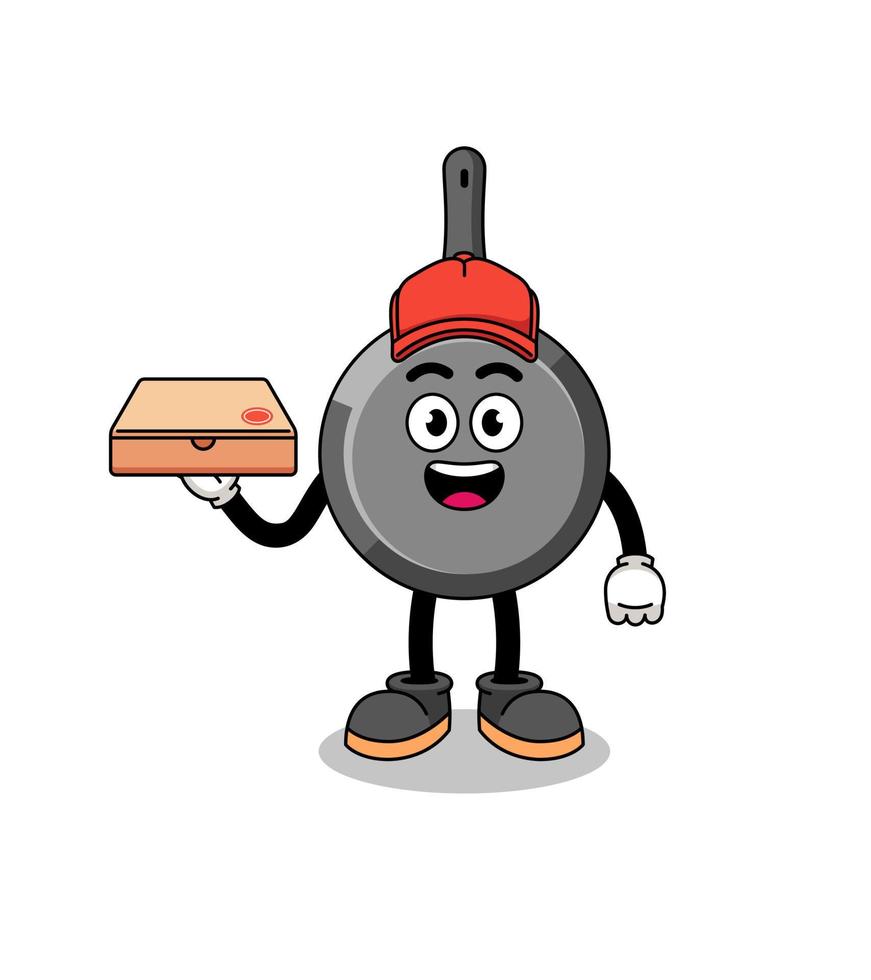 frying pan illustration as a pizza deliveryman vector