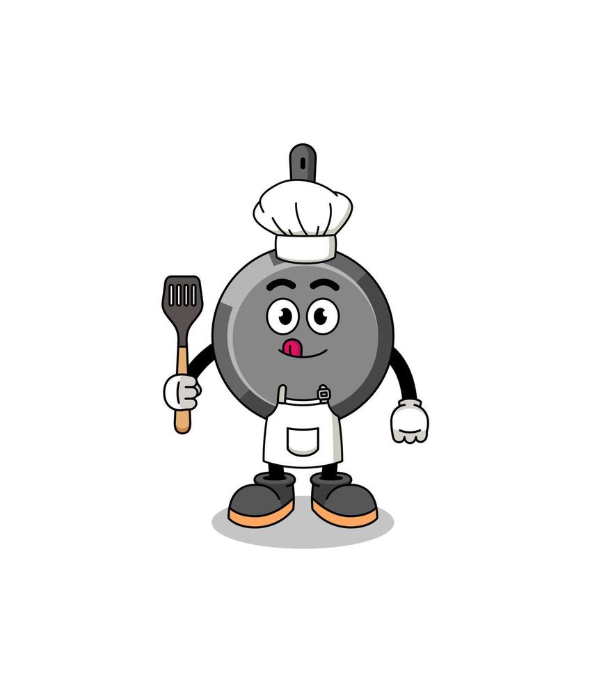 ilustración de mascota del chef de sartén vector