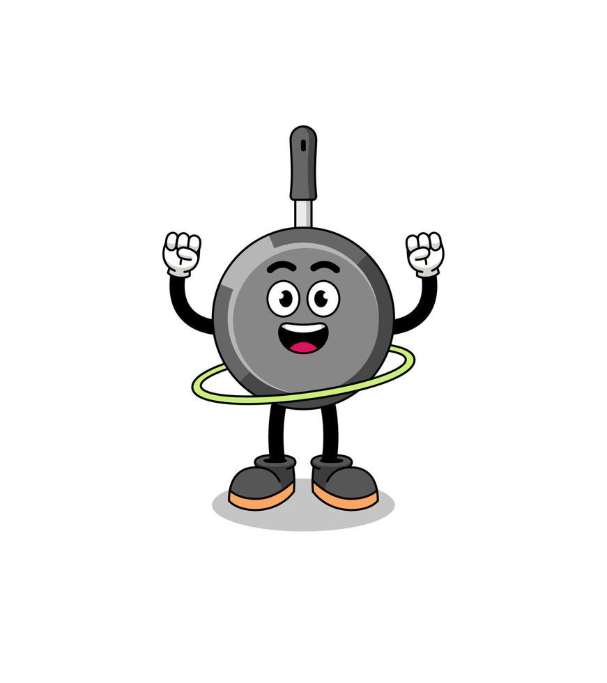 Character Illustration of frying pan playing hula hoop vector
