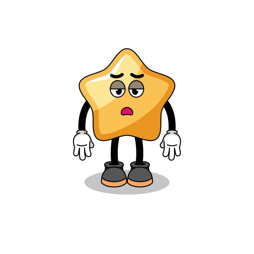 star cartoon with fatigue gesture vector