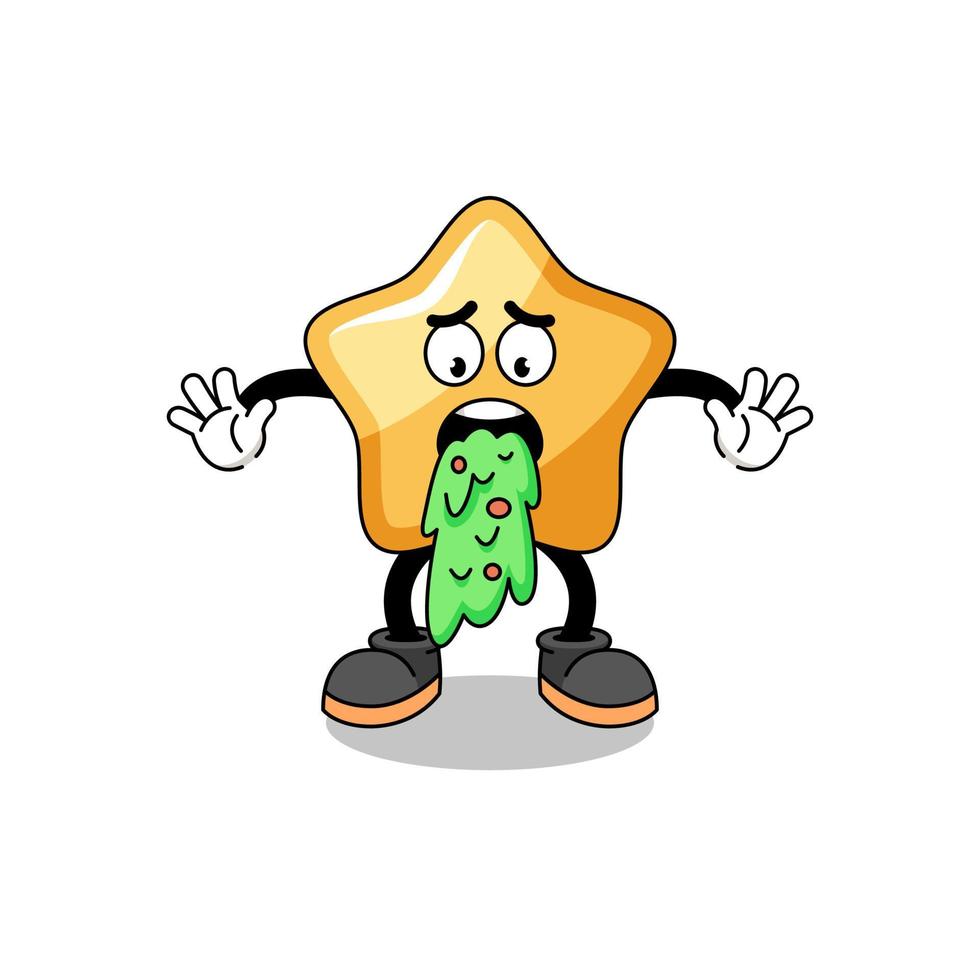 star mascot cartoon vomiting vector