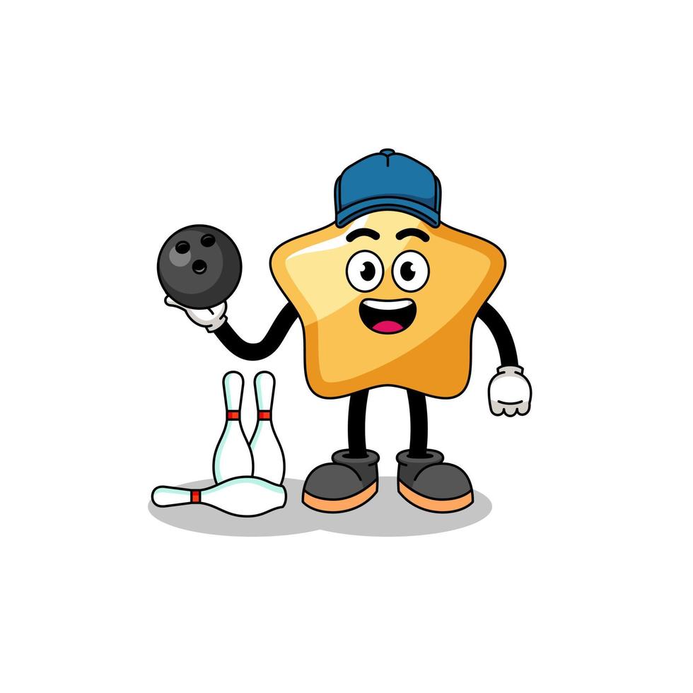 Mascot of star as a bowling player vector
