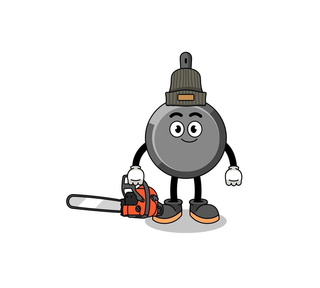 frying pan illustration cartoon as a lumberjack vector