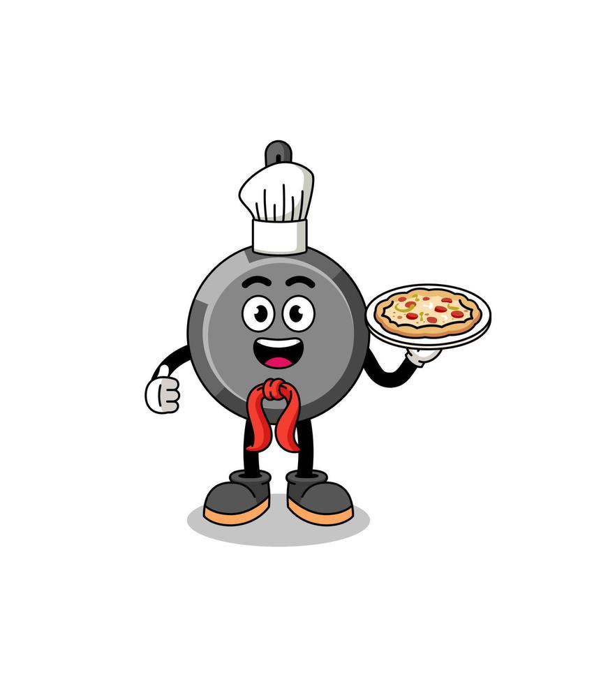 Illustration of frying pan as an italian chef vector