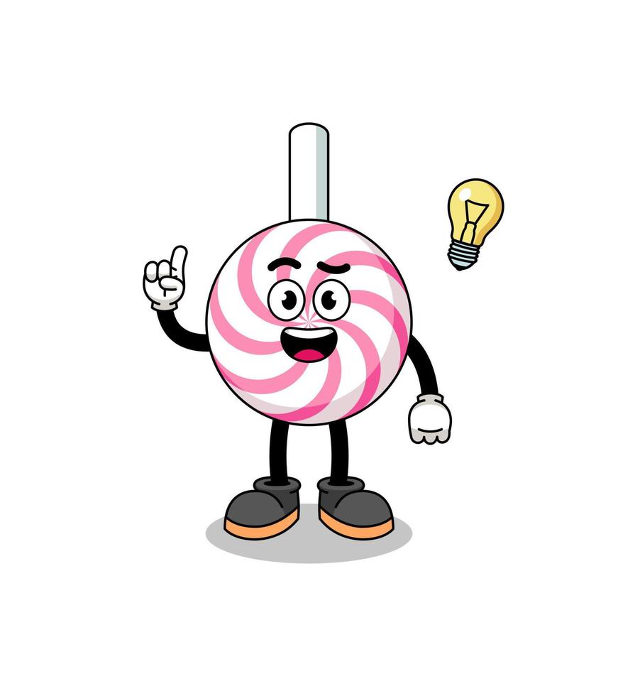 lollipop spiral cartoon with get an idea pose vector