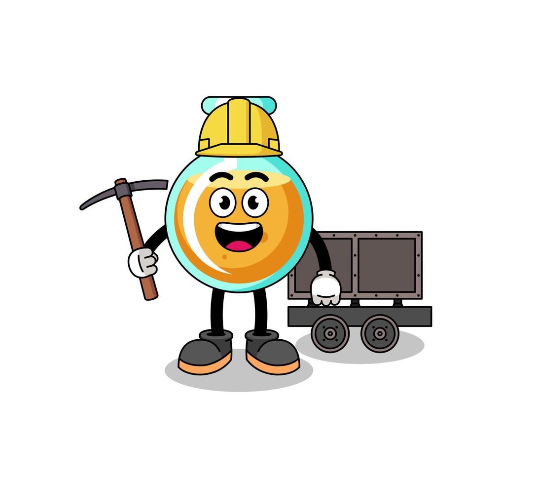 Mascot Illustration of lab beakers miner vector