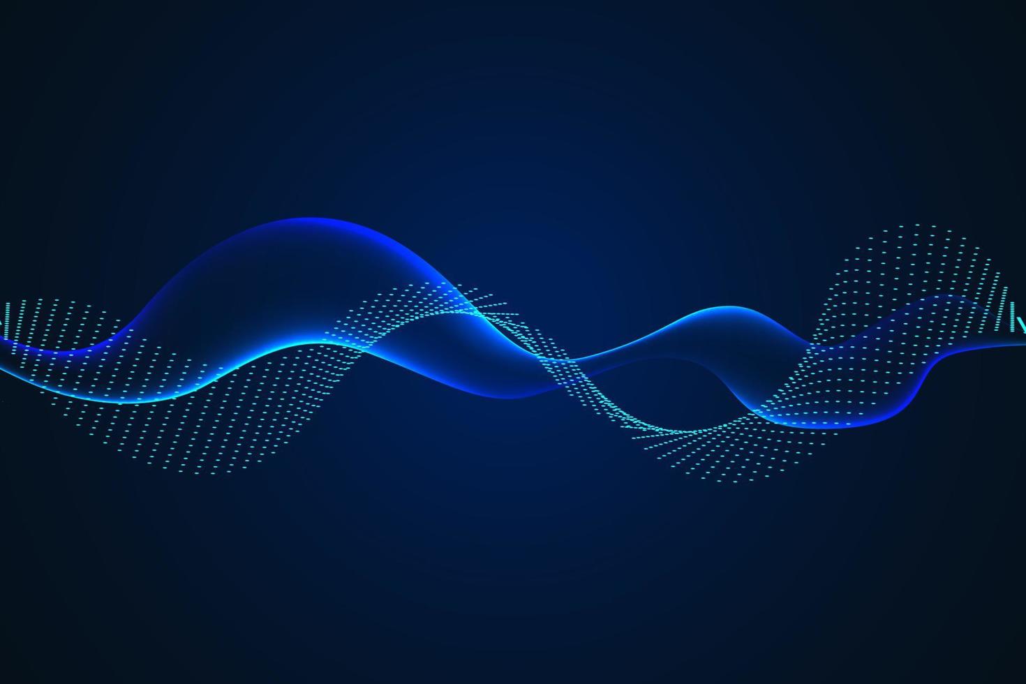 Sound wave illustration on a dark background. Abstract blue digital equalizer indicators. vector