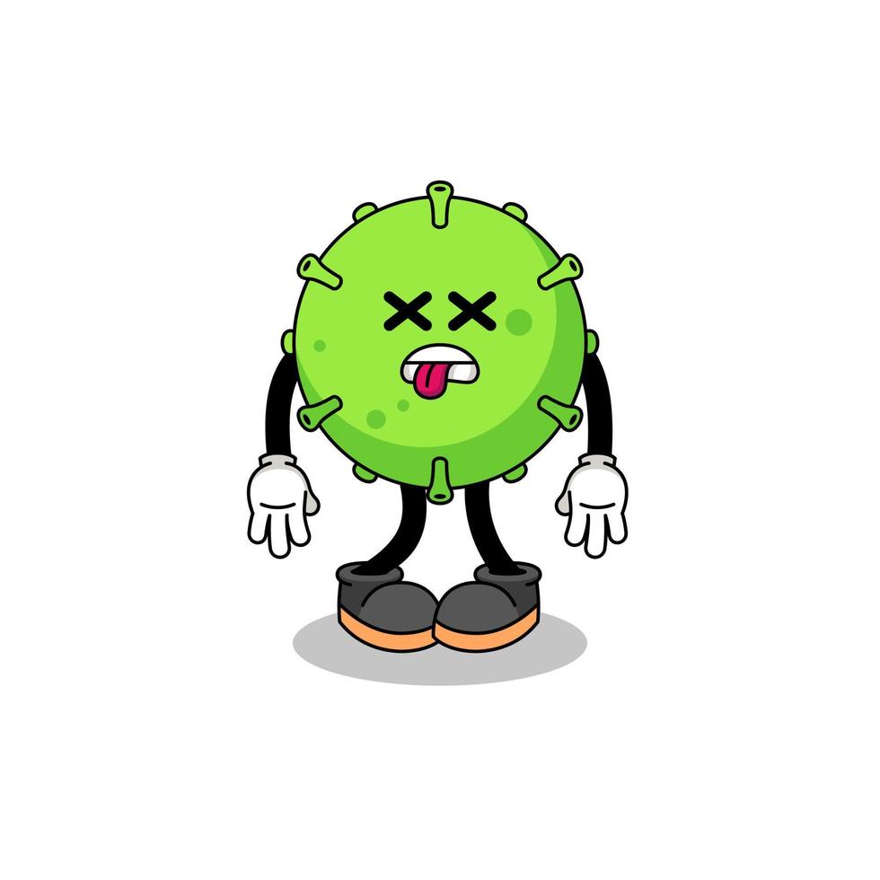 virus mascot illustration is dead vector