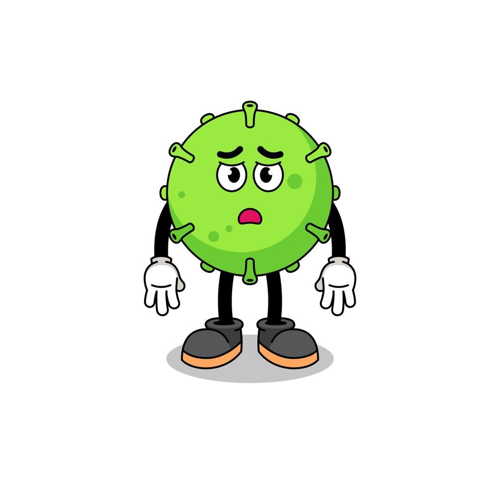 virus cartoon illustration with sad face vector