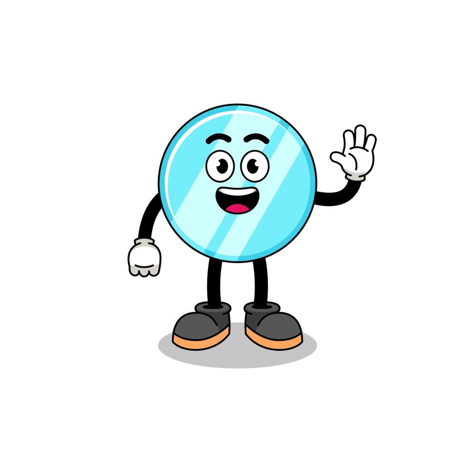 mirror cartoon doing wave hand gesture vector