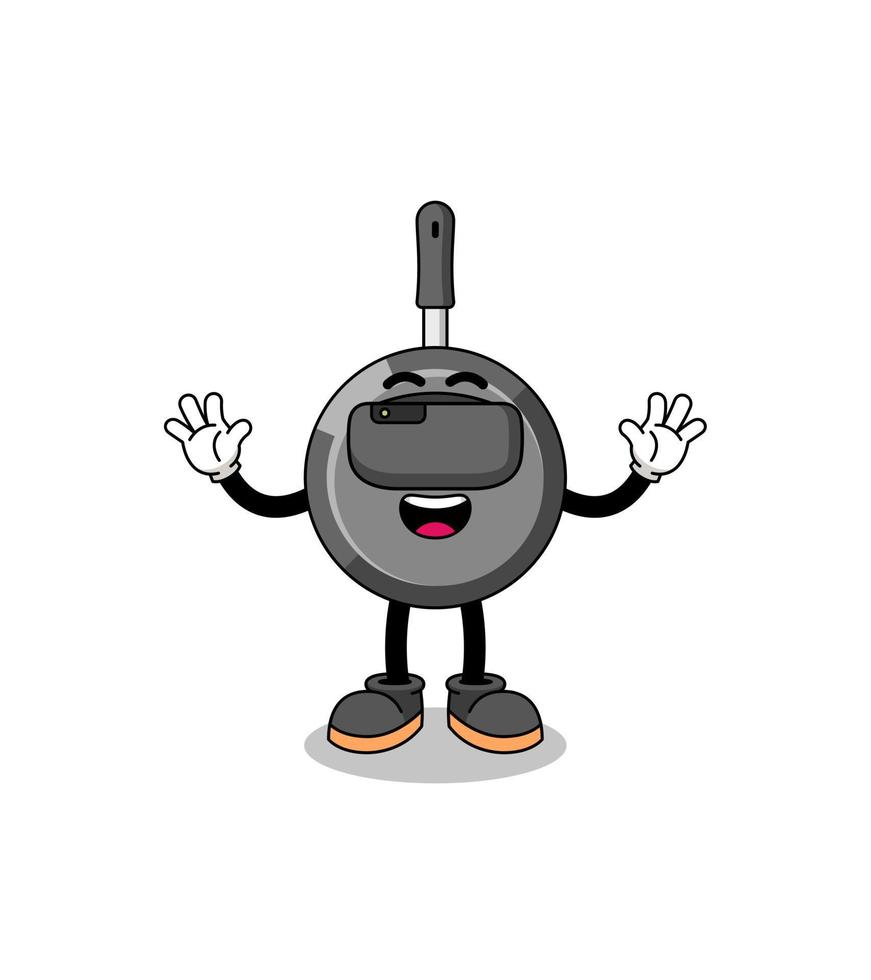 Illustration of frying pan with a vr headset vector