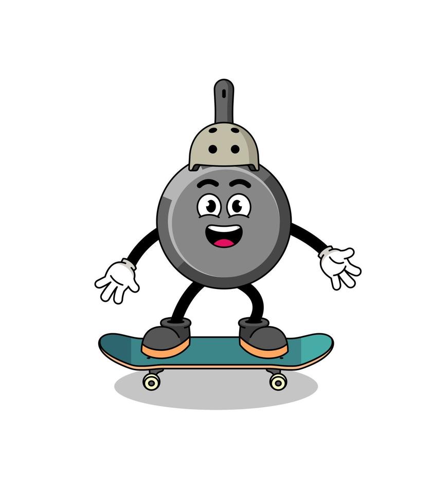 frying pan mascot playing a skateboard vector