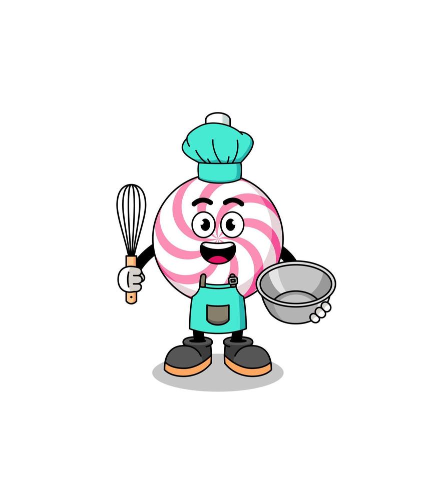 Illustration of lollipop spiral as a bakery chef vector
