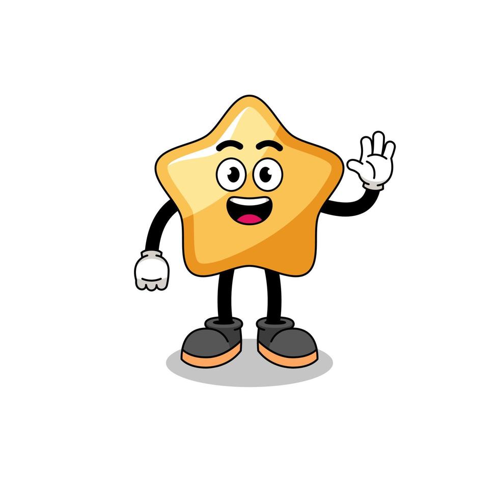star cartoon doing wave hand gesture vector