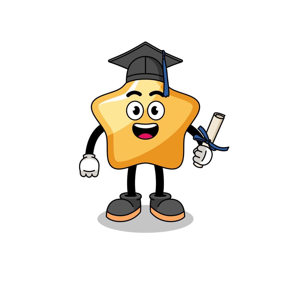 mascota estrella con pose de graduación vector