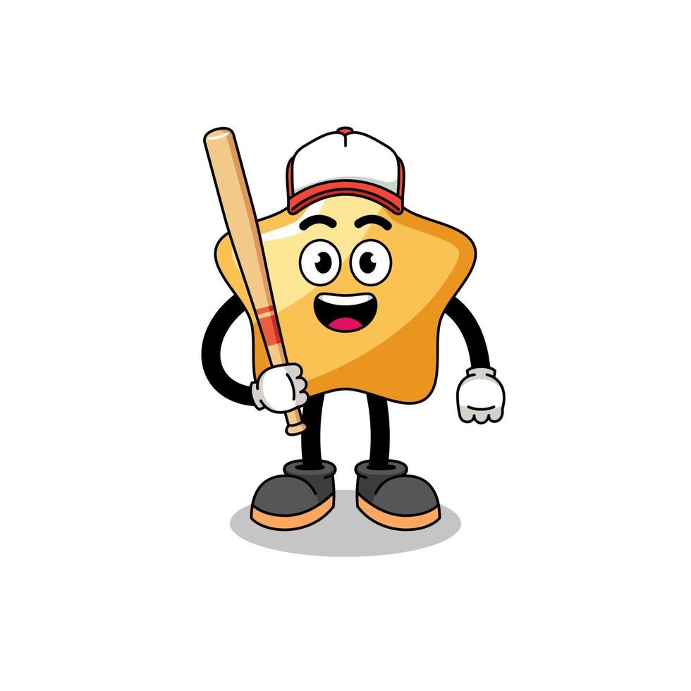 star mascot cartoon as a baseball player vector