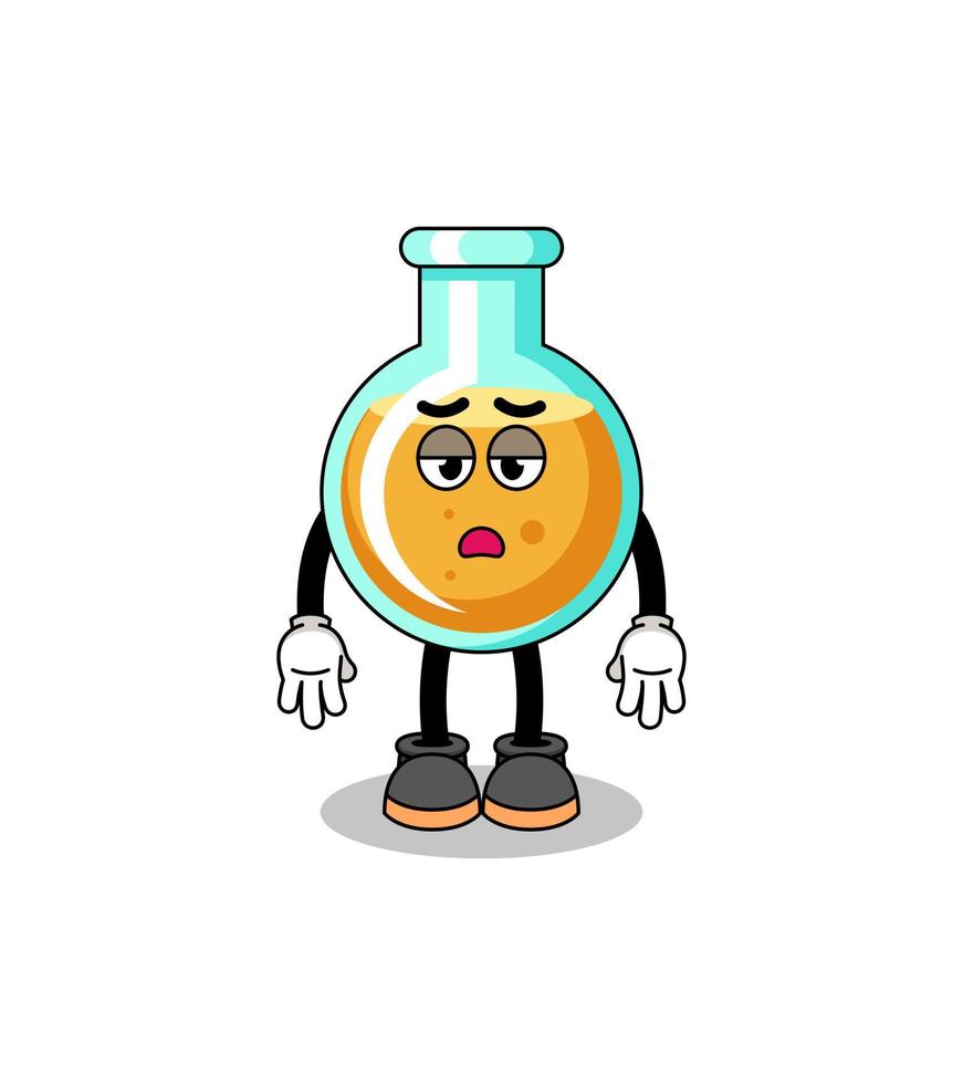 lab beakers cartoon with fatigue gesture vector