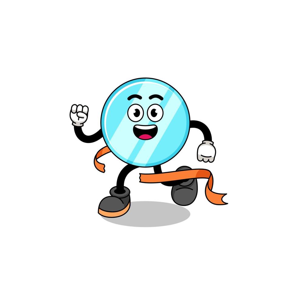 Mascot cartoon of mirror running on finish line vector