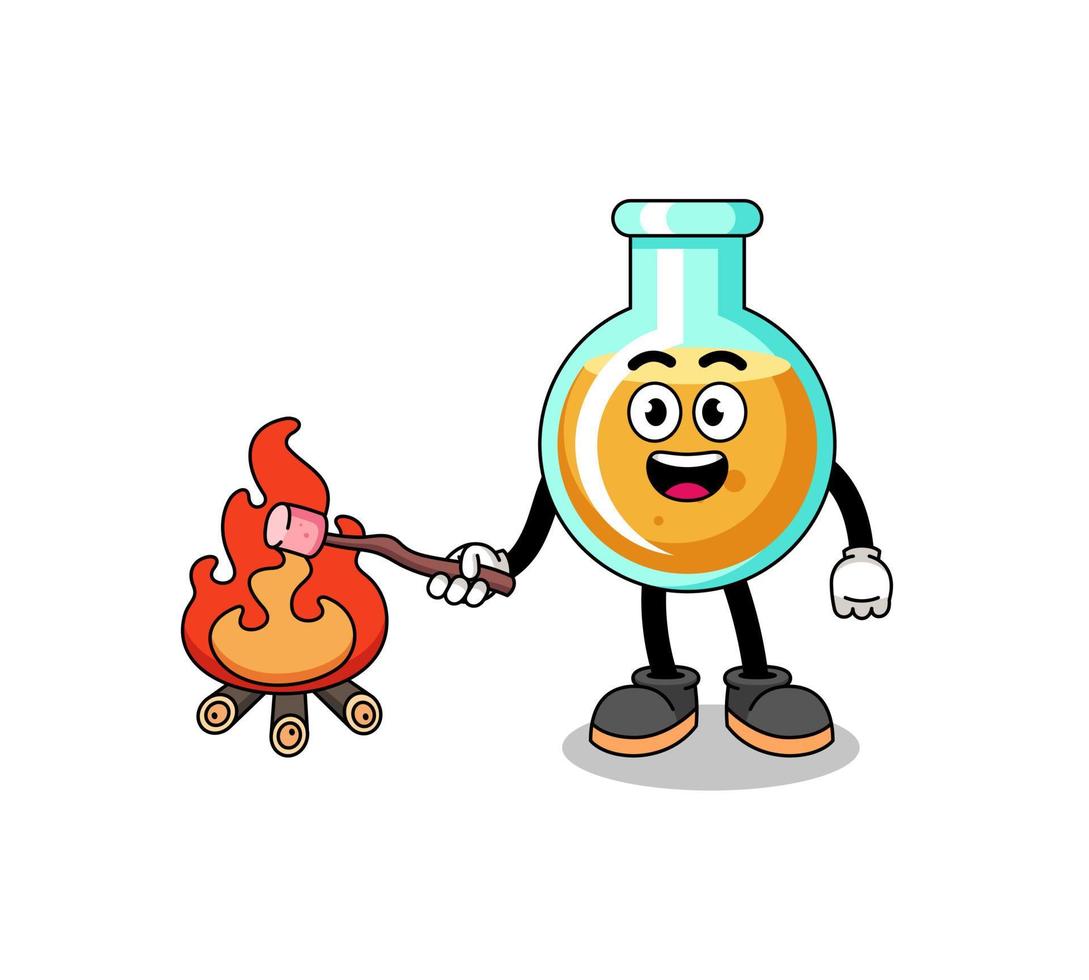 Illustration of lab beakers burning a marshmallow vector