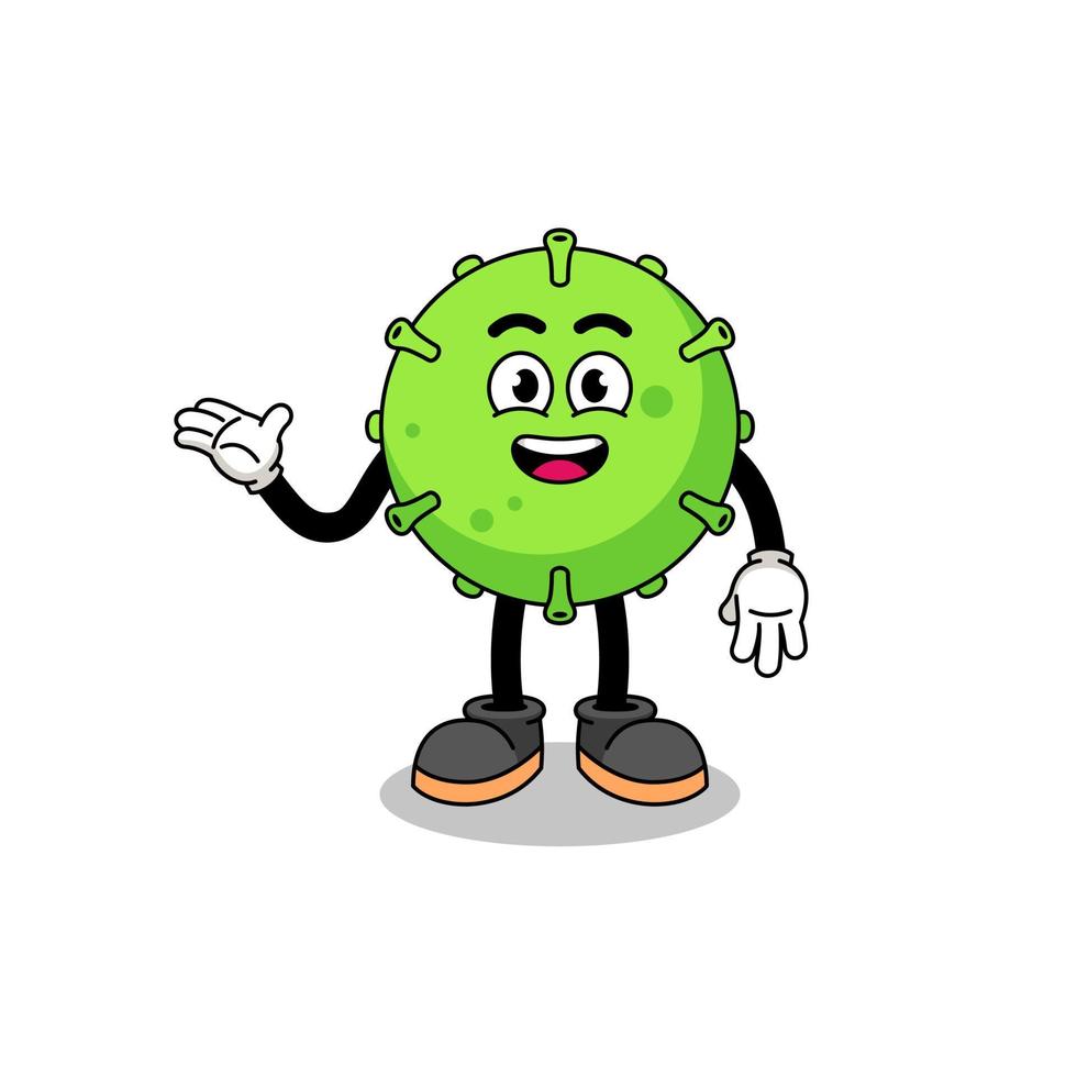 virus cartoon with welcome pose vector