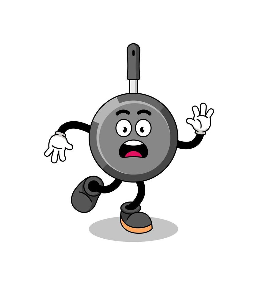 slipping frying pan mascot illustration vector