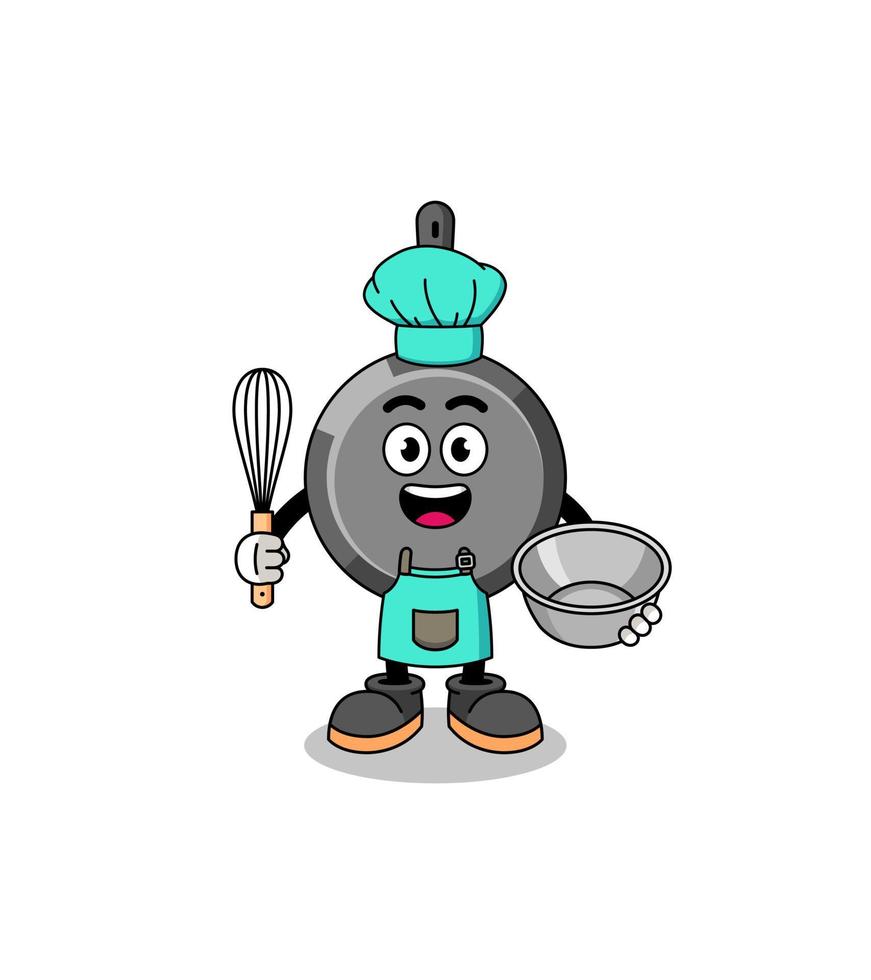 Illustration of frying pan as a bakery chef vector