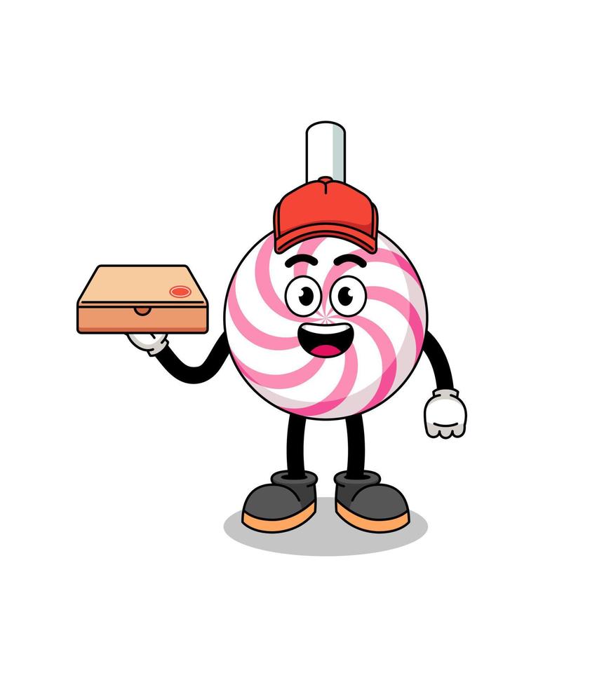 lollipop spiral illustration as a pizza deliveryman vector