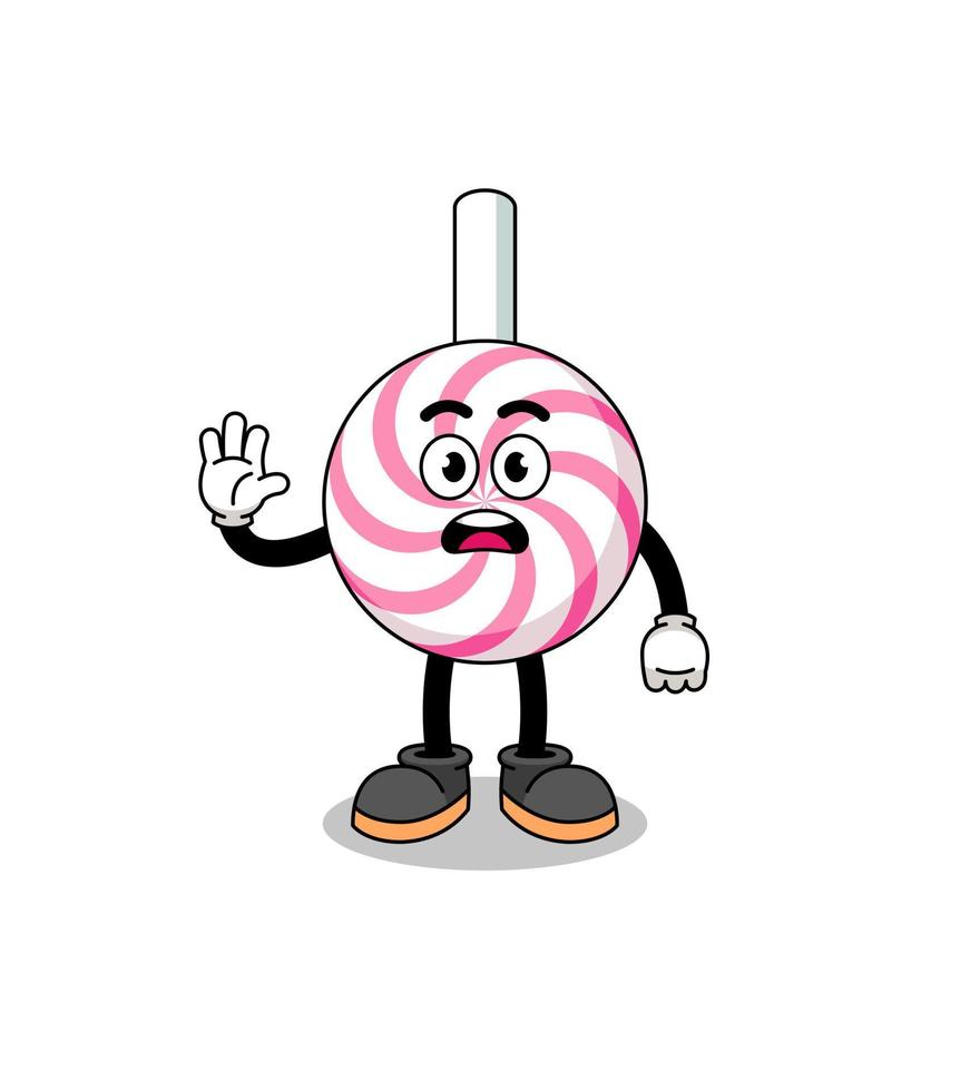 lollipop spiral cartoon illustration doing stop hand vector